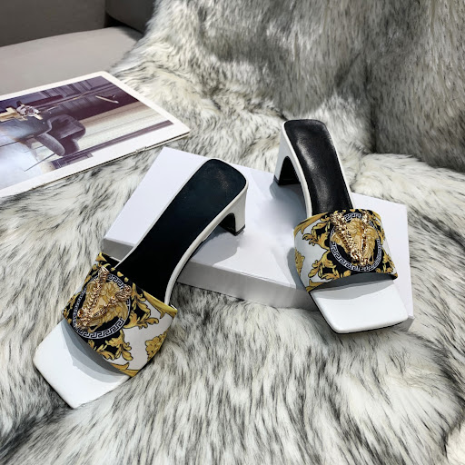 Title 4, Cowhide pattern high-heeled fashionable slipper...