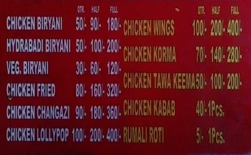 Zaika Dhaba menu 