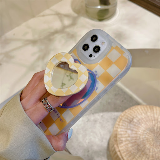 Title 3, Laser Lattice Love Makeup Mirror Phone Case. Ef...