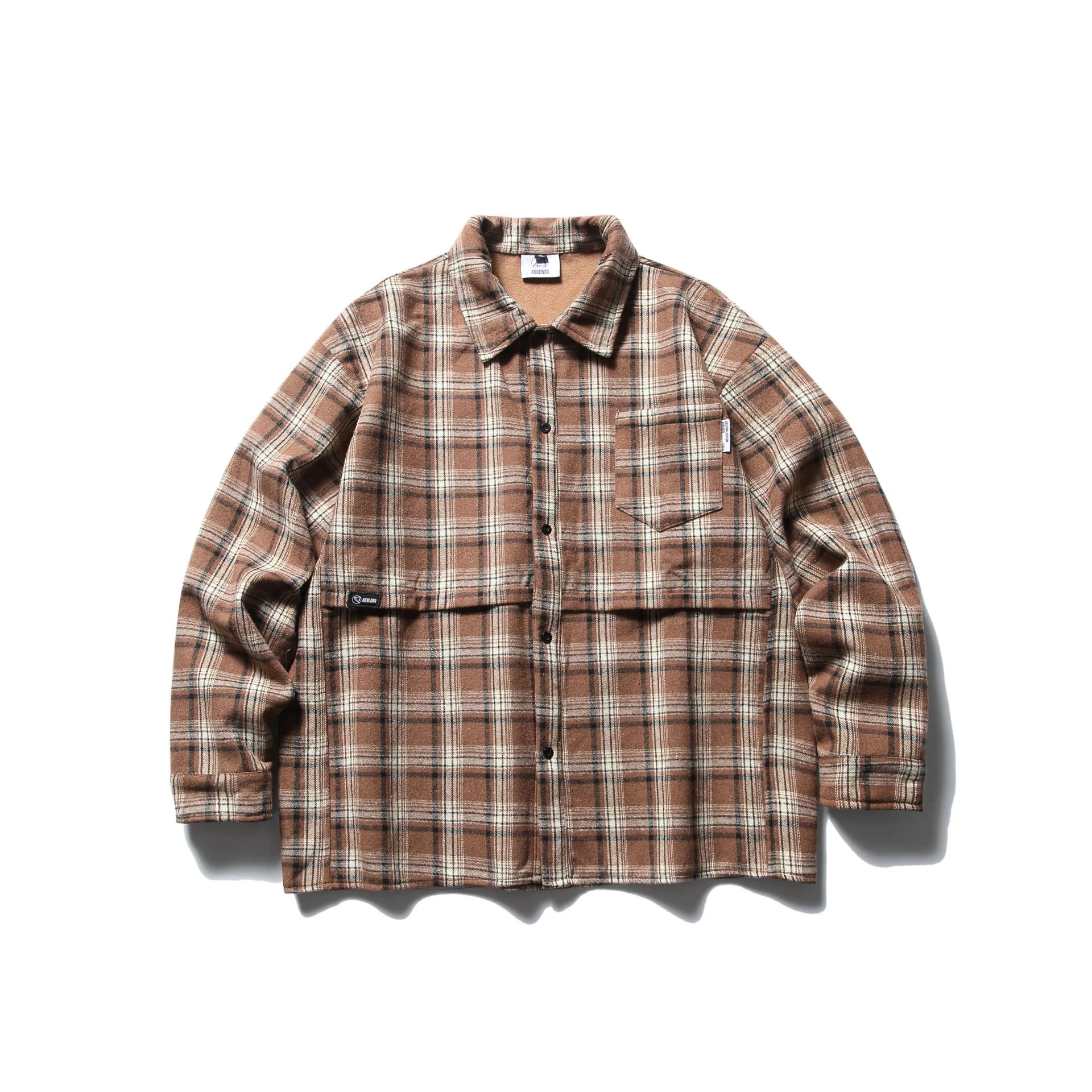 Chemise à carreaux rétro pour garçons Automne et Hiver Nouvelle chemise neutre ample à manches longues manteau