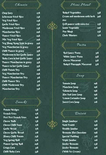 The Virgin Bar menu 