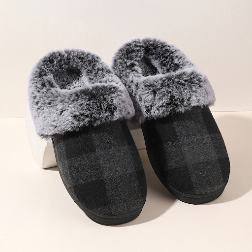 Title 8, Winter Warm Plaid Plush Slippers Home Indoor No...