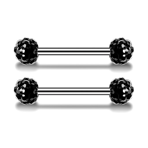 Title 14, Stainless Steel Studded Tongue Nail Breast Impl...