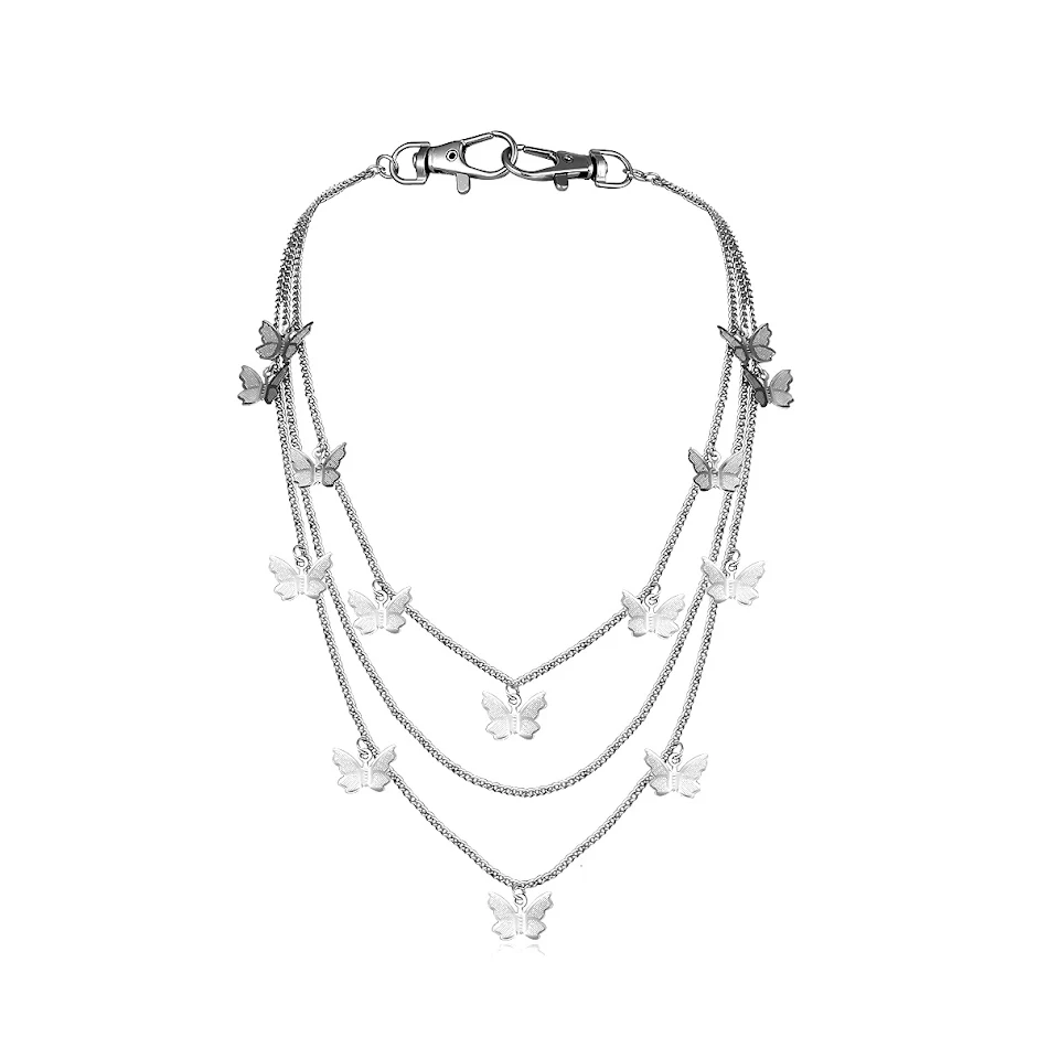 Chaîne de taille multicouche avec petit pendentif papillon, un accessoire élégant pour sublimer votre tenue et mettre en valeur votre silhouette.