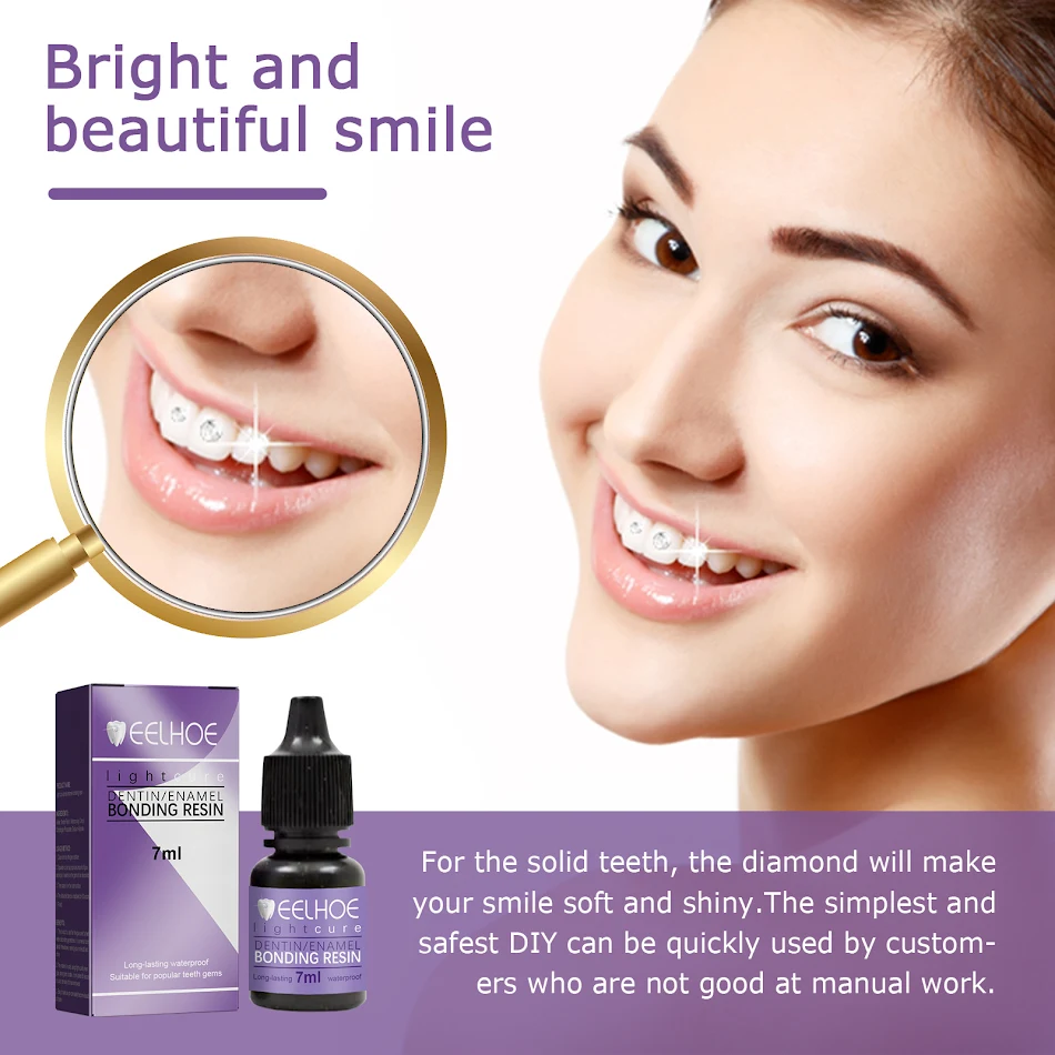 Pegamento autoadhesivo para decoración dental con cristales brillantes. Embellece tus dientes con gemas, fácil aplicación y brillo deslumbrante.