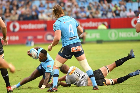 Bulls winger Sbu Nkosi in action during the United Rugby Championship match against DHL Stormers at Loftus Versfeld.