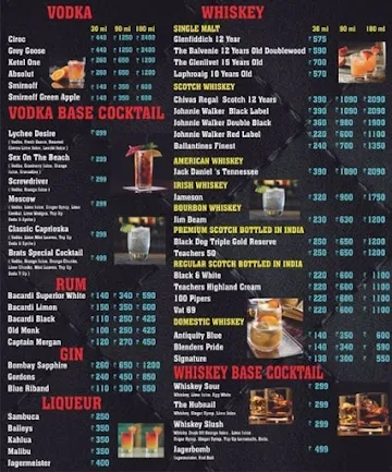 Brats Bar And Lounge menu 