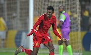 Mokete Mogaila of Highlands Park celebrates the winning penalty during the MTN8 2019 Semi Final 2nd Leg match between Highlands Park and Polokwane City on the 17 September 2019 at Makhulong Stadium, Tembisa.