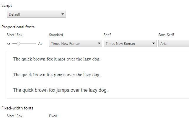 Font Settings chrome extension