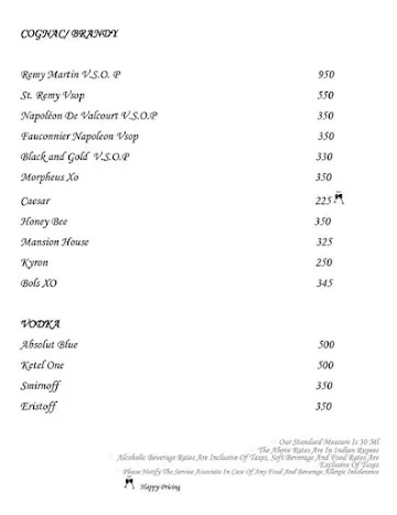 Longitude 76 - Le Méridien Kochi menu 