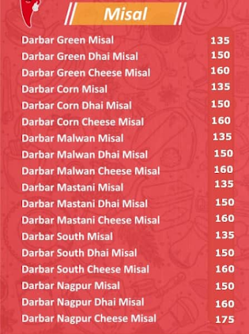 Misal Darbar menu 