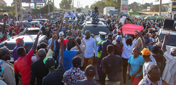 ODM leader Raila Odinga addressing Nyeri residents on Friday, January 28, 2022.