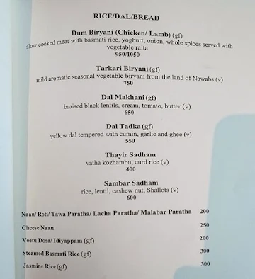 The Dining Room - Park Hyatt menu 