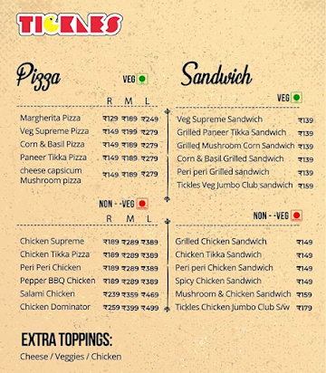 Tickles Cafe menu 