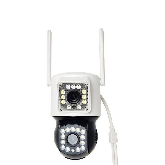 Camera Ip Ptz Ngoài Trời 2 Màn Hình 5Mpx 24 Led Xem Đêm Có Màu, Hỗ Trợ Đàm Thoại 2 Chiều Xoay 360 Độ