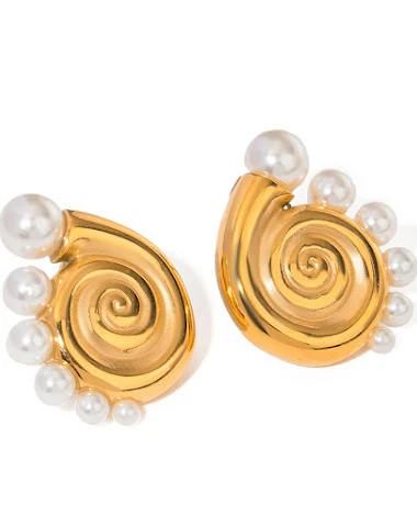 Boucles d'oreilles conque en acier - 1