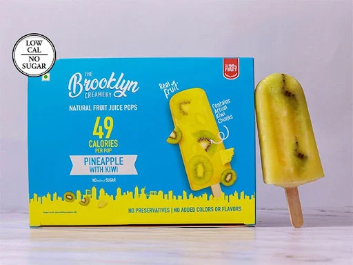 Pineapple Juice Pop with Kiwi Chunks - Pack of 4 (Low Cal, No Sugar)