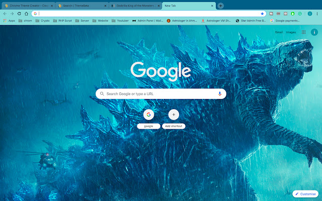 Godzilla King HD theme chrome extension