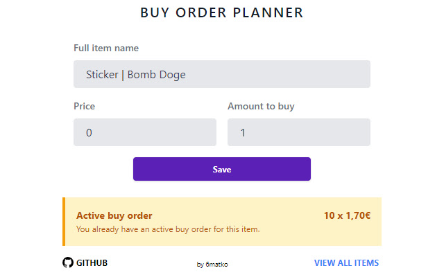 Buy Order Planner chrome extension