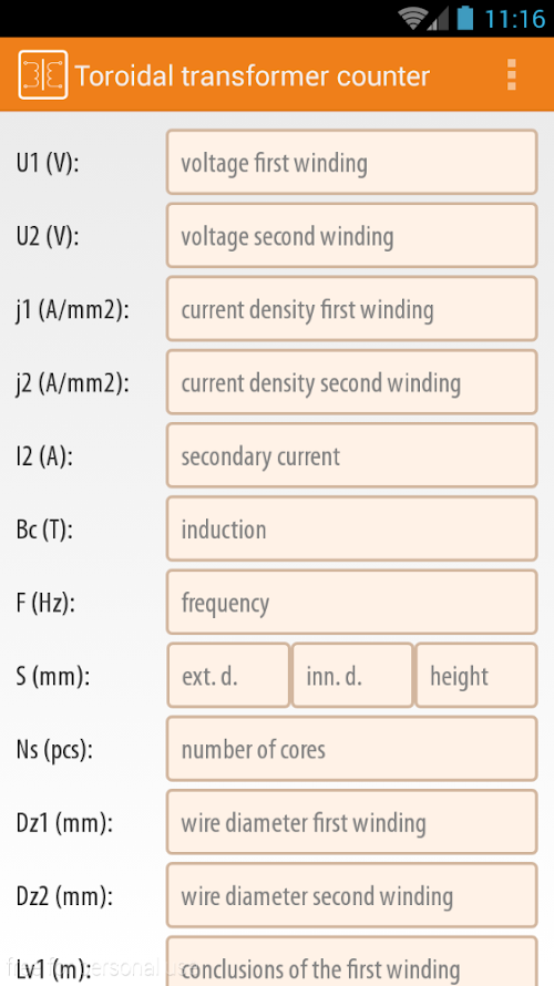 Android application Toroidal transformer counter screenshort