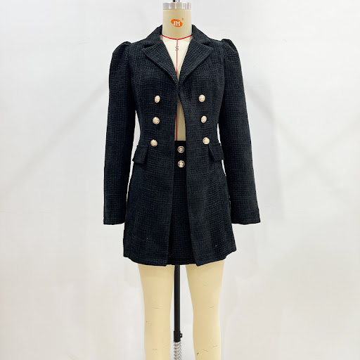 Title 4, Solid Color Commute Blazer Collar Coat Waist-sl...