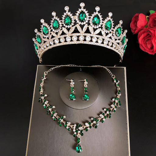 Title 7, Bridal Crown Three Piece Set Sparkling elegance...
