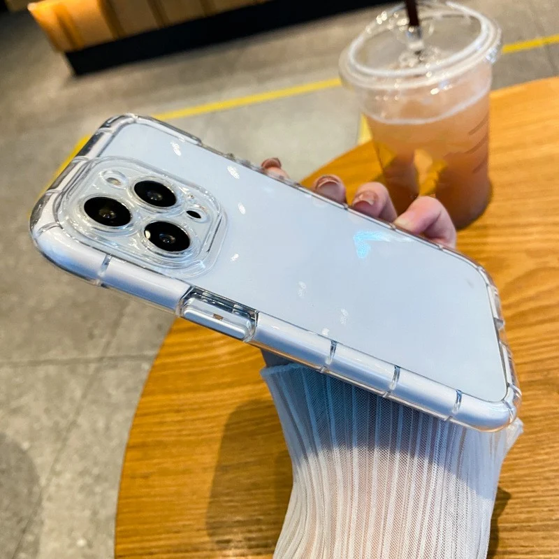 Capa protetora à prova de quedas TPU transparente Candy com contraste de cores, oferece proteção e estilo para seu celular.