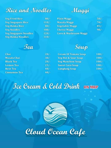 Cloud Ocean Cafe menu 