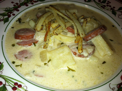 Creamy Potato and Turkey Kielbasa soup