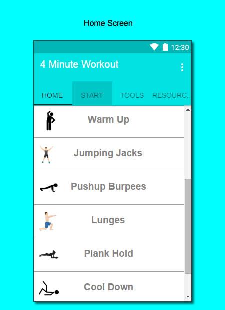4 Minute Workout Screen 1