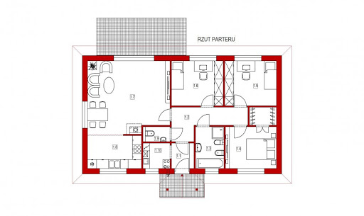 Domek Piastowski 16-02 - Rzut parteru