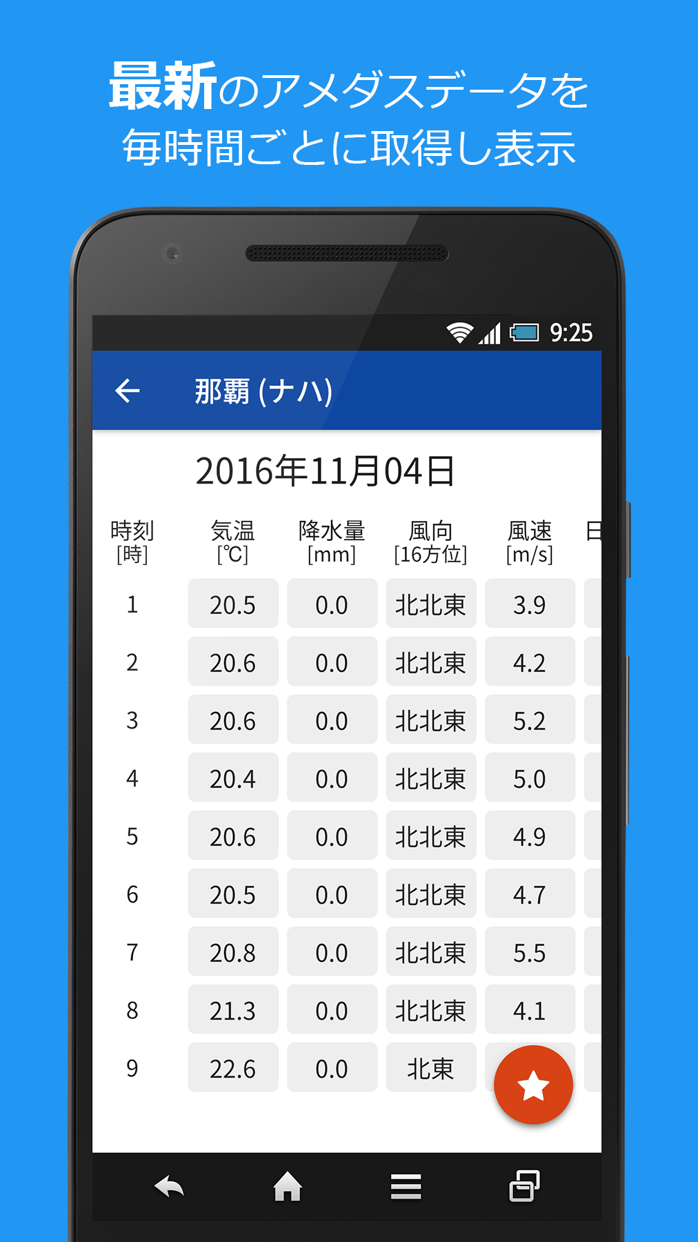Android application アメダス Viewer screenshort