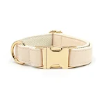 Cream Leather Dog Collar