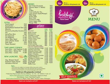 Haldiram's Prabhuji menu 