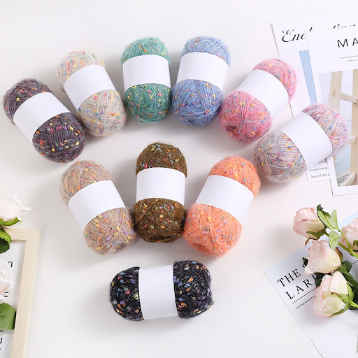 Title 2, Colored Mohair Hand Woven Knitting Thread for l...