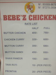 Bebe'z Chicken menu 1