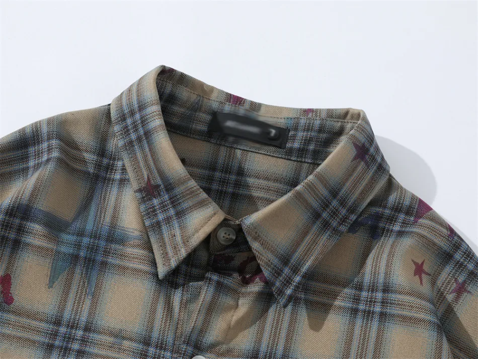 Camisa a cuadros de manga corta con gradiente para hombre Estilo veraniego moderno, cómoda y transpirable. Perfecta para un look casual y fresco.