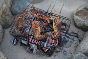 Crayfish over the coals.