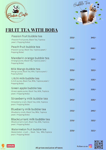 Boba Cafe menu 