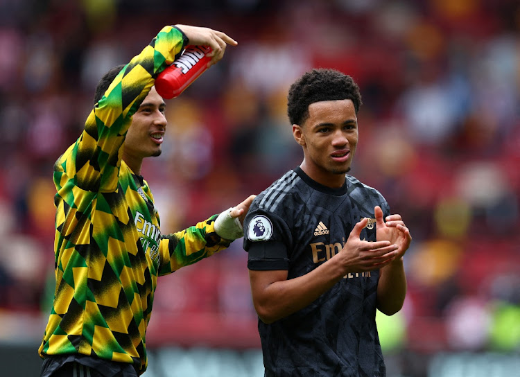 Arsenal's Ethan Nwaneri with Gabriel Martinelli after the match against Brentford at the Brentford Community Stadium in London, Britain, September 18 2022. Picture: DAVID KLEIN/REUTERS