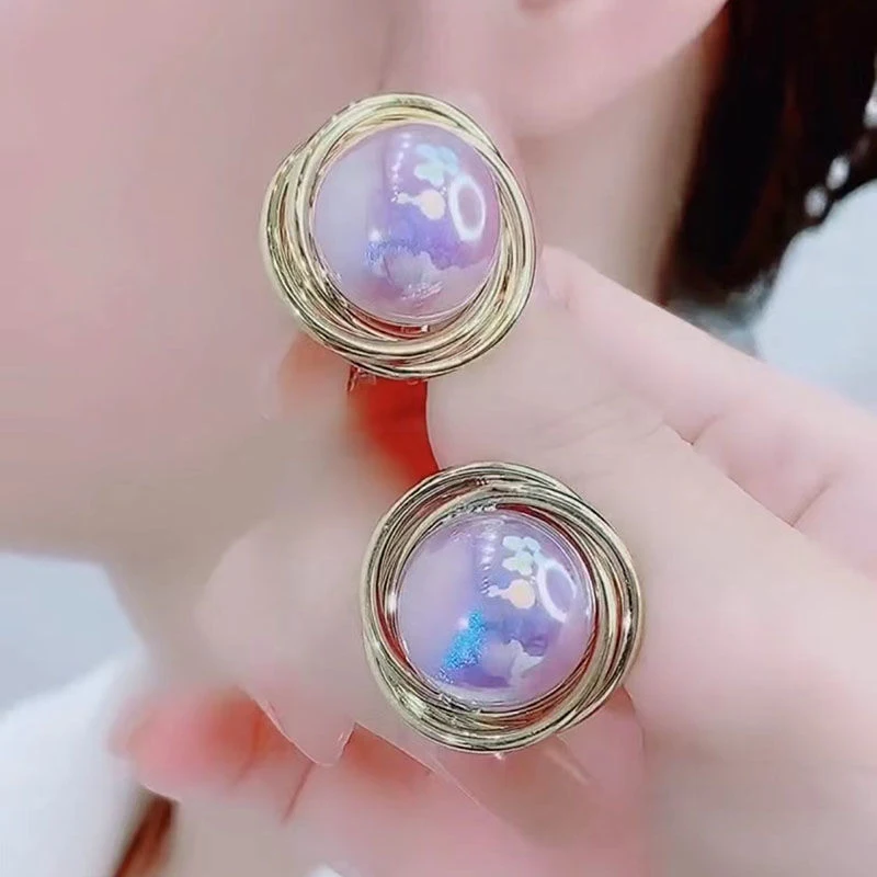 Title 3, Boucles doreilles rondes en perles de style oc...