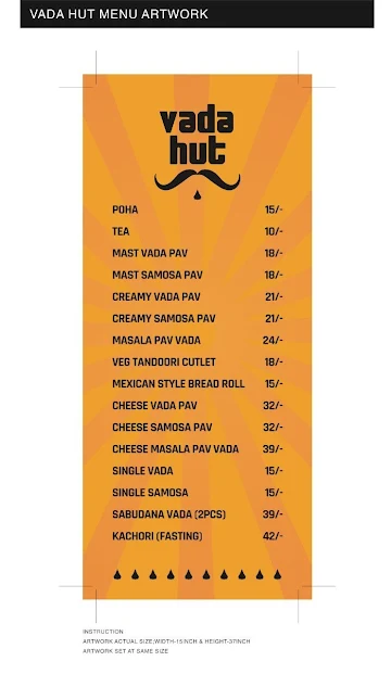 Vada Hut menu 