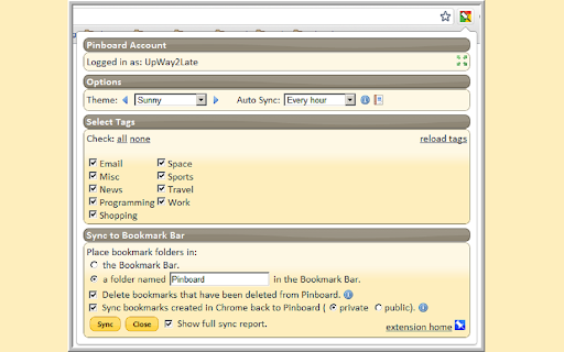 Pinboard Bookmark Bar Sync 1.1