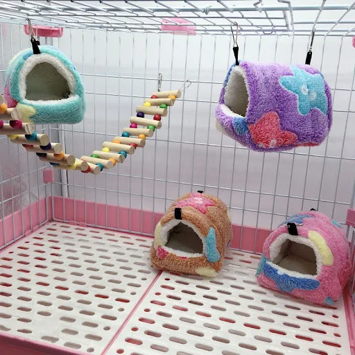 New 1PC Small Pet Bird Parrot Hamster Soft Comfortable Cage Plush Hanging Hammock Nest House Sleeping Bed Warm Nest Pet 