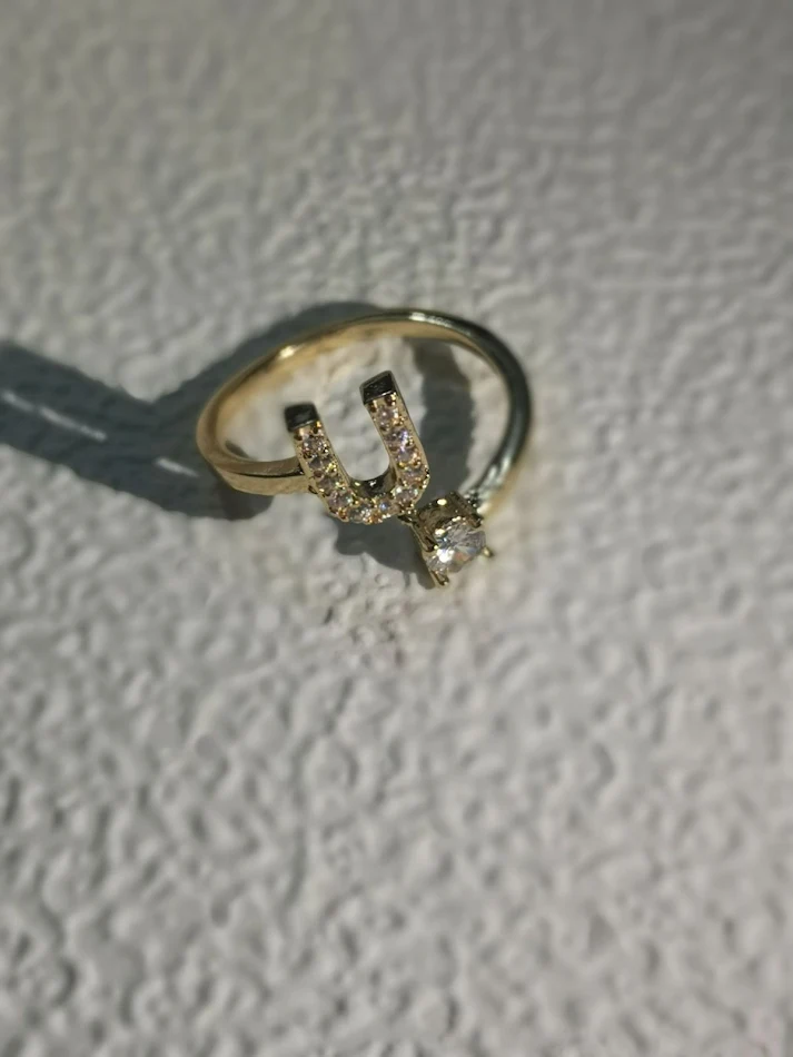 Letters Zircon Micro-inlaid Fashion Trendy Jewelry Ring, a stylish and modern accessory for everyday wear and special oc