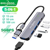 Hub Usb 3.0 Goojodoq Type C Sang Hdmi 5 Trong 1 Mở Rộng Kết Nối Thích Hợp Cho Pc/ Laptop/ Điện Thoại/ Macbook