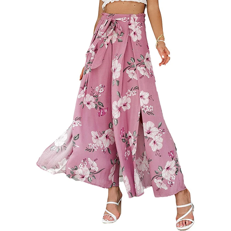 Gedruckte, geschlitzte, ultradünne Hose mit geradem Bein. Lockere Passform für bequemen Stil. Perfekt für Alltag & Freizeit. Genießen Sie maximalen Komfort.