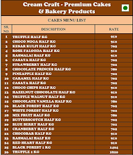 Cream Craft - Premium Cakes & Bakery Products menu 1