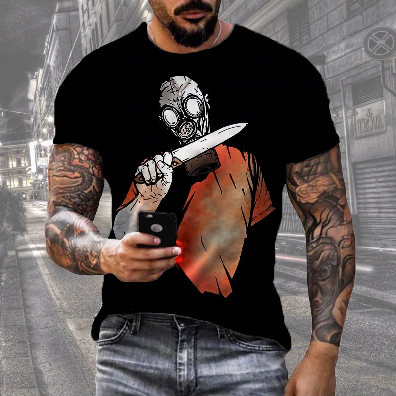 T-Shirt Homme Sport Street à Manches Courtes avec Impression Numérique, Confortable et Tendance, Idéal pour le Sport et le Quotidien