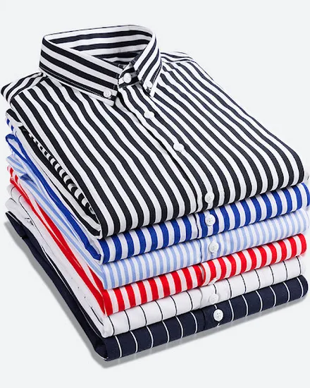 Classic Striped Shirt Men's Single-breasted Long-sleeved ... - 0